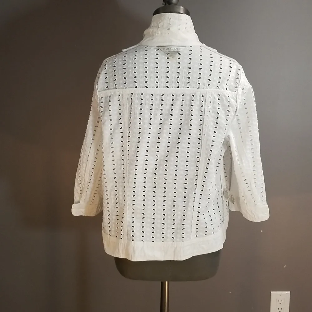 Allison Daley white eyelet jacket womens size 10 - 100% cotton - Picture 11 of 12
